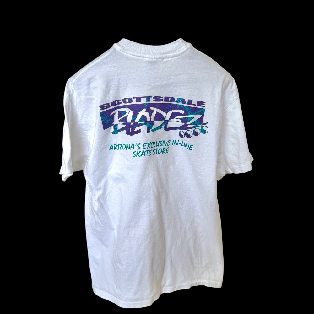 Vintage‎ Scottsdale Bladez In-Line Skate Store T-Shirt Hanes Beefy-T White Large